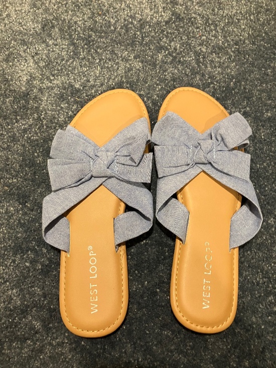 west loop Shoes - West Loop Denim Bow Top Sandals (US Women’s 7/8)